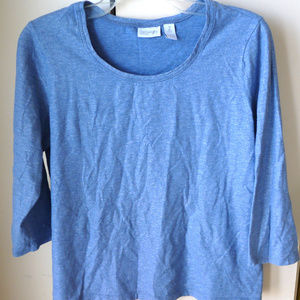 Chico's Zenergy blue metallic 3/4 sleeve knit top